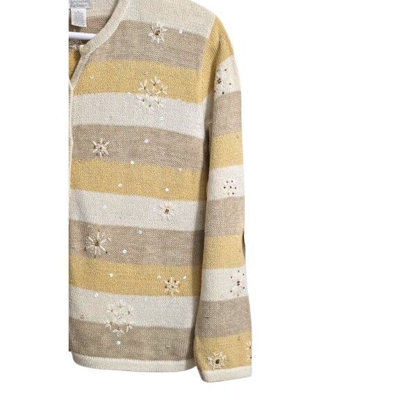 Christopher & Banks Vintage Hand Embroidered Beaded Silk Blend Cardigan Sz L - Picture 3 of 10